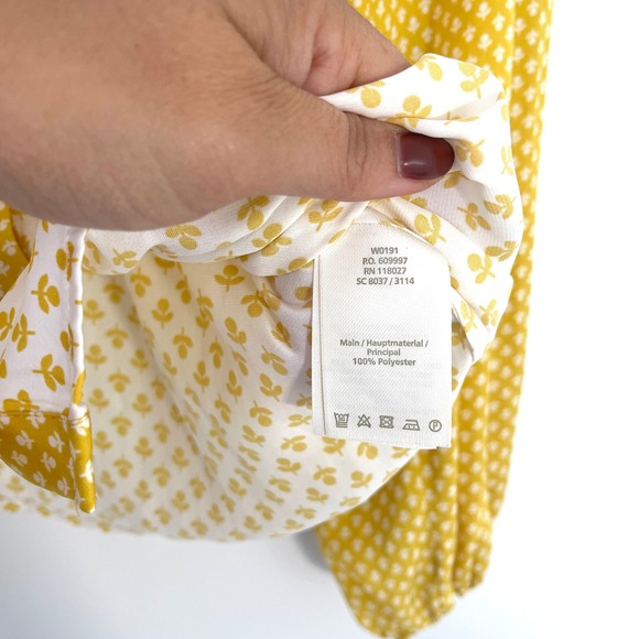 Boden Women's Harriet Blouse US 4 Yellow Floral Print‎ Long Balloon Sleeve Top - Picture 7 of 10
